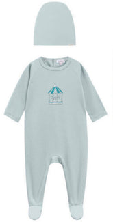 OUBON 2PC CAROUSEL FOOTIE AND HAT SET